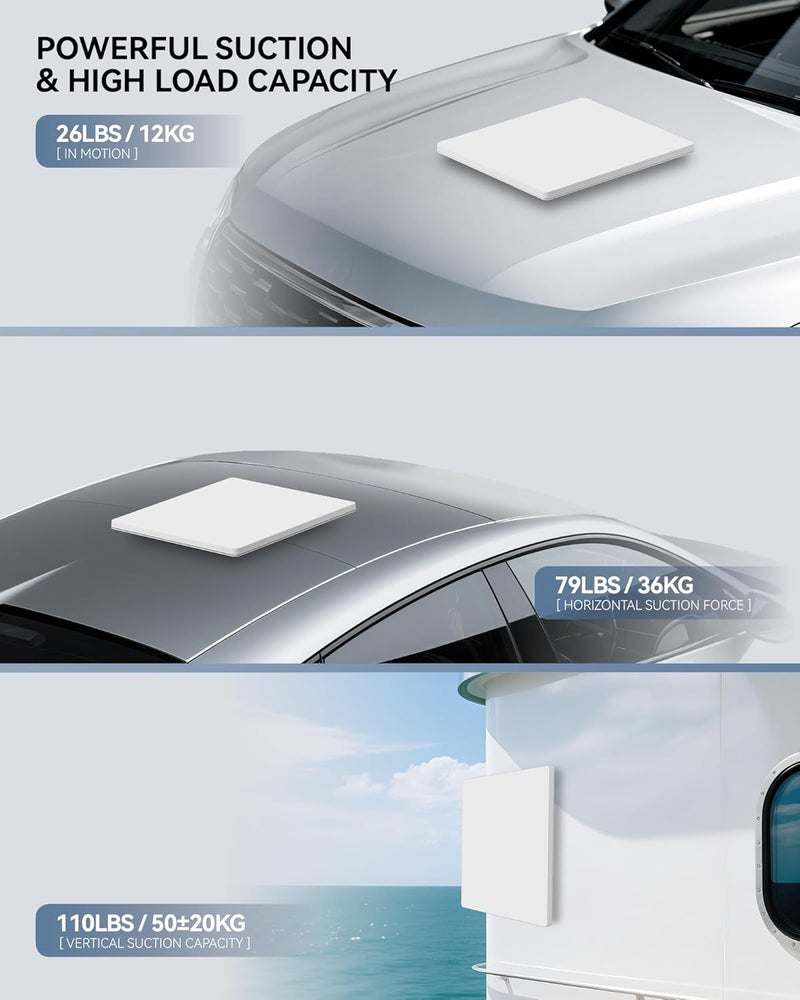 Foboull Starlink Mini Adapter Magnetic Kit - 36kg Strong Pull Force, 6mm Ultra-Thin, 3 Magnetic Arrays for Car/RV/Truck/Boat Roof, Anti-Scratch Rubber Coated - Image 3